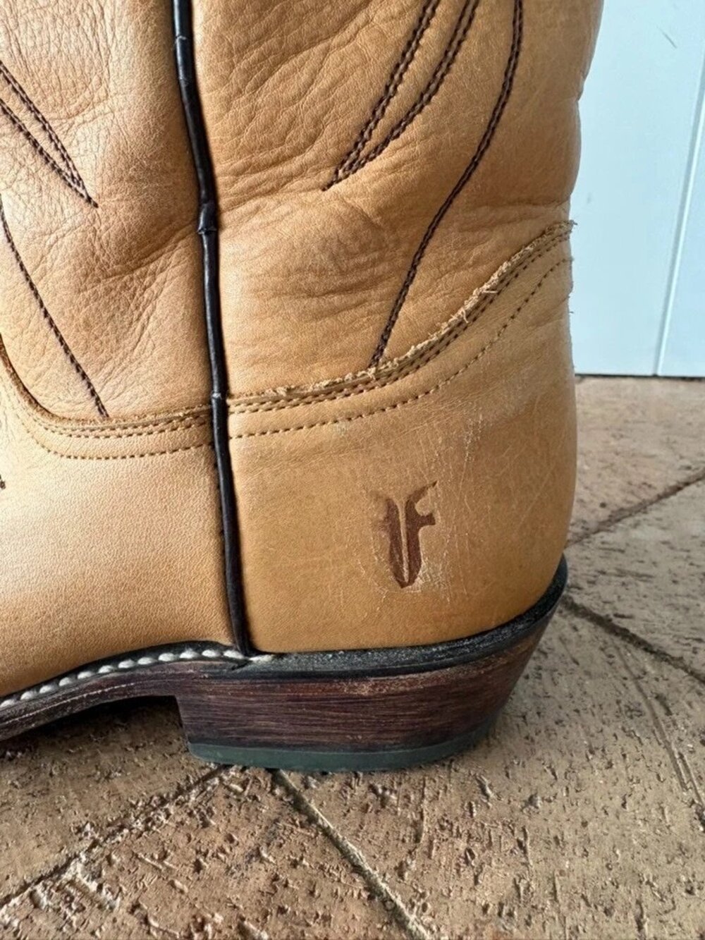 Frye Billy Cowboy Cowgirl Boots Light Tan Honey 8 - Picture 5 of 9